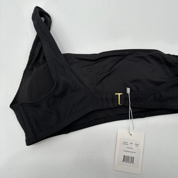 ANDIE SWIM NWT Wyndwood One Shoulder Rib Swim Bikini Top in Black // L - Picture 7 of 7